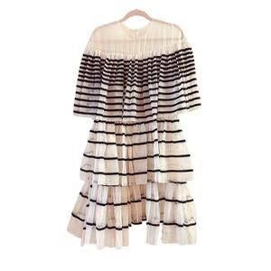 Ms Min Silk Women's Tent Striped Dress Size 6 RARE